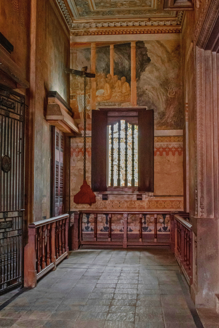 Kelaniya temple with Buddha statues and murals