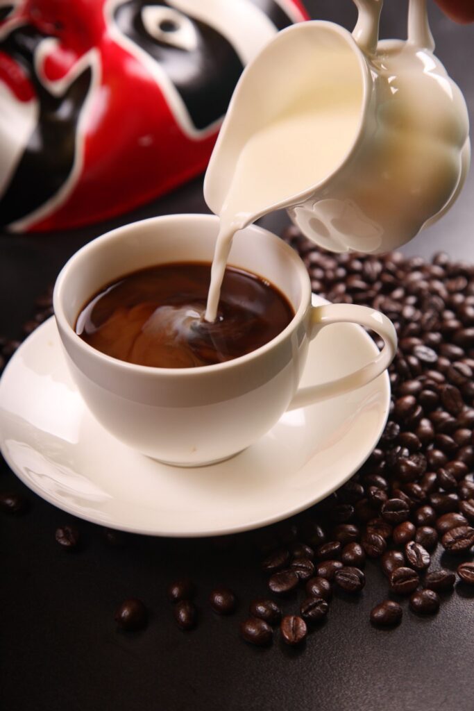 top view of milk coffee with latte art in Sri Lanka