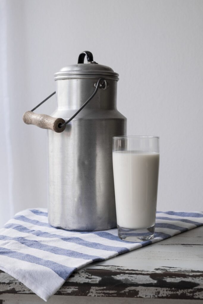 fresh milk cup on wooden table in Sri Lanka
