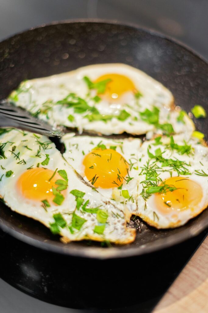Bulls eye egg with golden omlet in Sri Lankan style